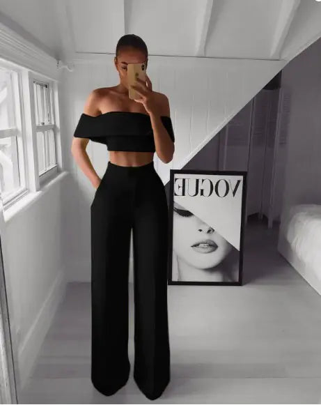 Cropped Top + Trousers Set