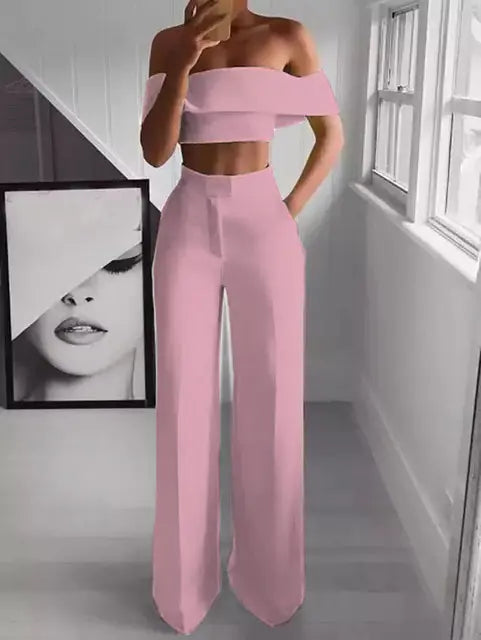 Cropped Top + Trousers Set